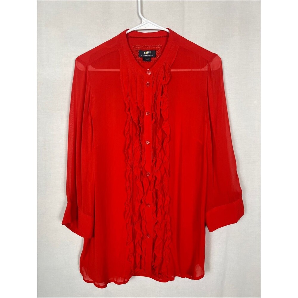 NWOT Maeve Anthropologie Red Viscose Button Up Blouse